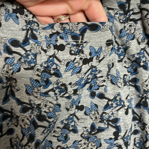 LulaRoe size XXS Gray with Minnie Mouse with Blue Bows Carly High-Low Dress - Picture 3 of 7